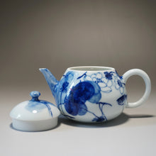 Load image into Gallery viewer, Qinghua Lotus and Fish Jingdezhen Fine Porcelain Teapot by Master KuangShi 青花手绘匡石作梨形壶 180ml