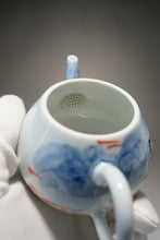 Load image into Gallery viewer, Qinghua Minnows under the Lotus Jingdezhen Fine Porcelain Teapot by Master KuangShi 青花手绘匡石作梨形壶 180ml