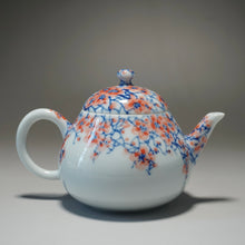 Load image into Gallery viewer, Qinghua Blossoms Jingdezhen Fine Porcelain Teapot by Master KuangShi 青花手绘匡石作梨形壶 180ml