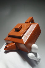 Load image into Gallery viewer, Fully Handmade Zhuni Dahongpao Fangshanyishi square teapot with carving by Wang Yujuan 全手工朱泥大红袍方山逸士带刻绘王玉娟制 180ml