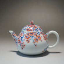 Load image into Gallery viewer, Qinghua Blossoms Jingdezhen Fine Porcelain Teapot by Master KuangShi 青花手绘匡石作梨形壶 180ml