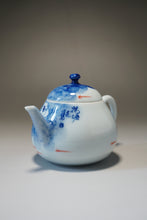 Load image into Gallery viewer, Qinghua Minnows under the Lotus Jingdezhen Fine Porcelain Teapot by Master KuangShi 青花手绘匡石作梨形壶 180ml