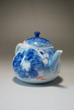 Load image into Gallery viewer, Qinghua Minnows under the Lotus Jingdezhen Fine Porcelain Teapot by Master KuangShi 青花手绘匡石作梨形壶 180ml