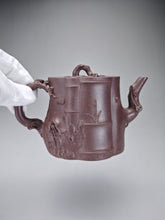 Load image into Gallery viewer, Fully Handmade Dicaoqing Pine Bamboo and Plum Blossom Teapot 全手工底槽清松竹梅树桩 365ml