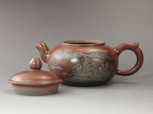 Load image into Gallery viewer, Fanggu Nixing Teapot with Carvings of Landscape by Li Changquan 黎昌权坭兴仿古带刻 215ml