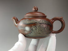 Load image into Gallery viewer, Fanggu Nixing Teapot with Carvings of Landscape by Li Changquan 黎昌权坭兴仿古带刻 215ml