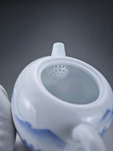Load image into Gallery viewer, 225ml Qinghua Hand Painted Lanscape Jingdezhen Porcelain Teapot 素直白瓷重工山水巨轮珠