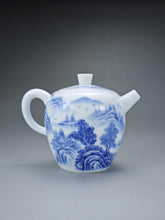 Load image into Gallery viewer, 225ml Qinghua Hand Painted Lanscape Jingdezhen Porcelain Teapot 素直白瓷重工山水巨轮珠