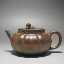 Load image into Gallery viewer, Fully Handmade Wood Fired Jiangpo-Qingni Jingwen Xiushi Yixing Teapot by Tang Mengfei 全手工汤梦飞柴烧青降坡泥筋纹器绣狮 250ml