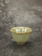 Load image into Gallery viewer, 50ml Jade Series Ruyao Six Lobe Teacup 汝窑青玉釉六瓣花杯