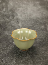 Load image into Gallery viewer, 50ml Jade Series Ruyao Six Lobe Teacup 汝窑青玉釉六瓣花杯