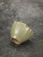 Load image into Gallery viewer, 50ml Jade Series Ruyao Lotus Teacup 汝窑青玉釉荷瓣杯