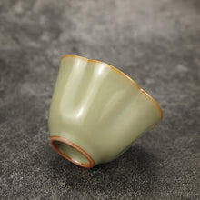Load image into Gallery viewer, 50ml Jade Series Ruyao Six Lobe Teacup 汝窑青玉釉六瓣花杯