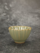 Load image into Gallery viewer, 50ml Jade Series Ruyao Lotus Teacup 汝窑青玉釉荷瓣杯