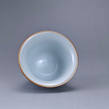 Load image into Gallery viewer, 60ml Jilan Blue Ruyao Bell Teacup 汝窑霁蓝钟式杯