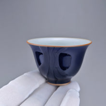 Load image into Gallery viewer, 60ml Jilan Blue Ruyao Bell Teacup 汝窑霁蓝钟式杯