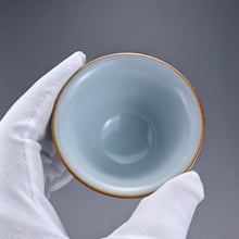 Load image into Gallery viewer, 60ml Jilan Blue Ruyao Bell Teacup 汝窑霁蓝钟式杯