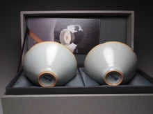 Load image into Gallery viewer, Pair of Matching 60ml Douli Ruyao Teacups 汝窑天青对杯