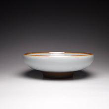 Load image into Gallery viewer, 60ml Hand Painted Goldfish Moon White Ruyao Flat Teacup 汝窑月白金鱼扁杯