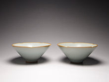 Load image into Gallery viewer, Pair of Matching 60ml Douli Ruyao Teacups 汝窑天青对杯