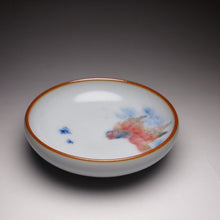 Load image into Gallery viewer, 60ml Hand Painted Goldfish Moon White Ruyao Flat Teacup 汝窑月白金鱼扁杯