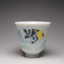 Load image into Gallery viewer, Lionhead Fish Falangcai Porcelain Teacup 珐琅彩江山游金鱼小花神杯 60ml