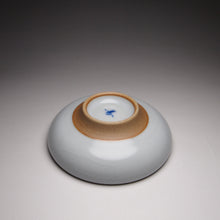 Load image into Gallery viewer, 60ml Hand Painted Goldfish Moon White Ruyao Flat Teacup 汝窑月白金鱼扁杯