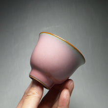 Load image into Gallery viewer, 65ml Tall Taohong Pink Ruyao Teacup 善款汝窑桃红杯