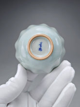 Load image into Gallery viewer, Pair of Matching 65ml Scalloped Azure Ruyao Teacups 天青汝窑十八瓣对杯