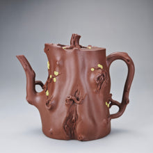 Load image into Gallery viewer, Fully Handmade Zini with Duanni Decoration Plum Tree Stump Yixing Teapot 全手工紫泥梅桩带段泥点缀 270ml