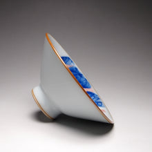 Load image into Gallery viewer, Qinghua Two Fish Moon White Ruyao Teacup 汝窑月白两鱼斗笠杯 70ml