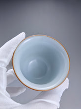 Load image into Gallery viewer, 75ml Qinghua Magnolia Moon White Ruyao Bell Teacup 汝窑青花手绘花卉
