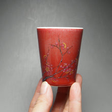 Load image into Gallery viewer, 75ml JiangDouHong (Peach Blossom) Porcelain Teacup with Blossoms 豇豆红彩绘杯