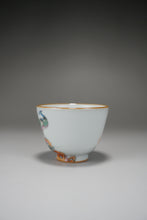 Load image into Gallery viewer, Fencai Hand Painted Peacock Moon White Ruyao Teacup No.2 粉彩孔雀杯 75ml