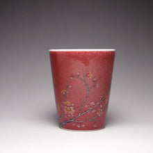 Load image into Gallery viewer, 75ml JiangDouHong (Peach Blossom) Porcelain Teacup with Blossoms 豇豆红彩绘杯
