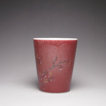 Load image into Gallery viewer, 75ml JiangDouHong (Peach Blossom) Porcelain Teacup with Blossoms 豇豆红彩绘杯