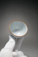 Load image into Gallery viewer, Fencai Hand Painted Peacock Moon White Ruyao Teacup No.2 粉彩孔雀杯 75ml