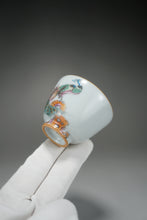 Load image into Gallery viewer, Fencai Hand Painted Peacock Moon White Ruyao Teacup 粉彩孔雀杯 75ml