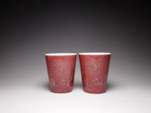 Load image into Gallery viewer, 75ml JiangDouHong (Peach Blossom) Porcelain Teacup with Blossoms 豇豆红彩绘杯