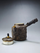 Load image into Gallery viewer, 999 Pure Silver Wabi Sabi Meteorite Series with Gold Plating by Master Hong JinHong 全手工纯银999洪金鸿制大师银侧把壶 175ml