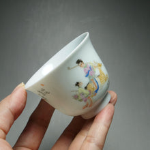 Load image into Gallery viewer, Fairy with Deer on the Way to the Banquet Falangcai Porcelain Teacup 珐琅彩瑶池赴宴杯 80ml