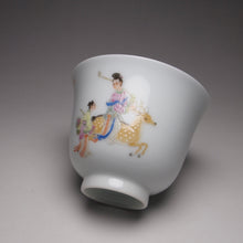 Load image into Gallery viewer, Fairy with Deer on the Way to the Banquet Falangcai Porcelain Teacup 珐琅彩瑶池赴宴杯 80ml
