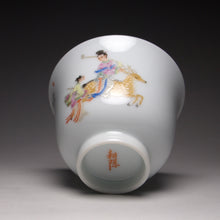 Load image into Gallery viewer, Fairy with Deer on the Way to the Banquet Falangcai Porcelain Teacup 珐琅彩瑶池赴宴杯 80ml