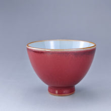 Load image into Gallery viewer, Red Ruyao Tall Chicken Heart Teacup 汝窑霁红高鸡心杯 85ml