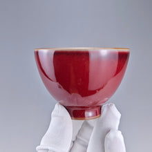 Load image into Gallery viewer, Red Ruyao Tall Chicken Heart Teacup 汝窑霁红高鸡心杯 85ml