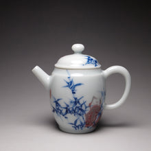 Load image into Gallery viewer, Qinghua Youlihong Bamboo Motif Jingdezhen Porcelain Teapot 青花釉里红高仕壶 85ml