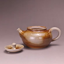 Load image into Gallery viewer, Wood Fired Wide Spout Nixing Teapot with Pale Ash Glaze by Li Wenxin 李文新柴烧坭兴壶 125ml