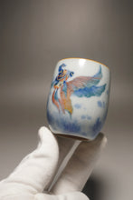Load image into Gallery viewer, 90ml Qinghua Goldfish Moon White Ruyao Teacup 月白青花金鱼杯