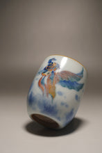 Load image into Gallery viewer, 90ml Qinghua Goldfish Moon White Ruyao Teacup 月白青花金鱼杯