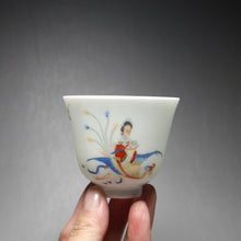 Load image into Gallery viewer, Fairy with Phoenix on the Way to the Banquet Falangcai Porcelain Teacup 珐琅彩瑶池赴宴杯 95ml